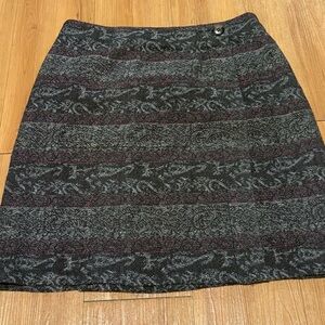 Hunt Club Black and Red Patterned A-Line Skirt